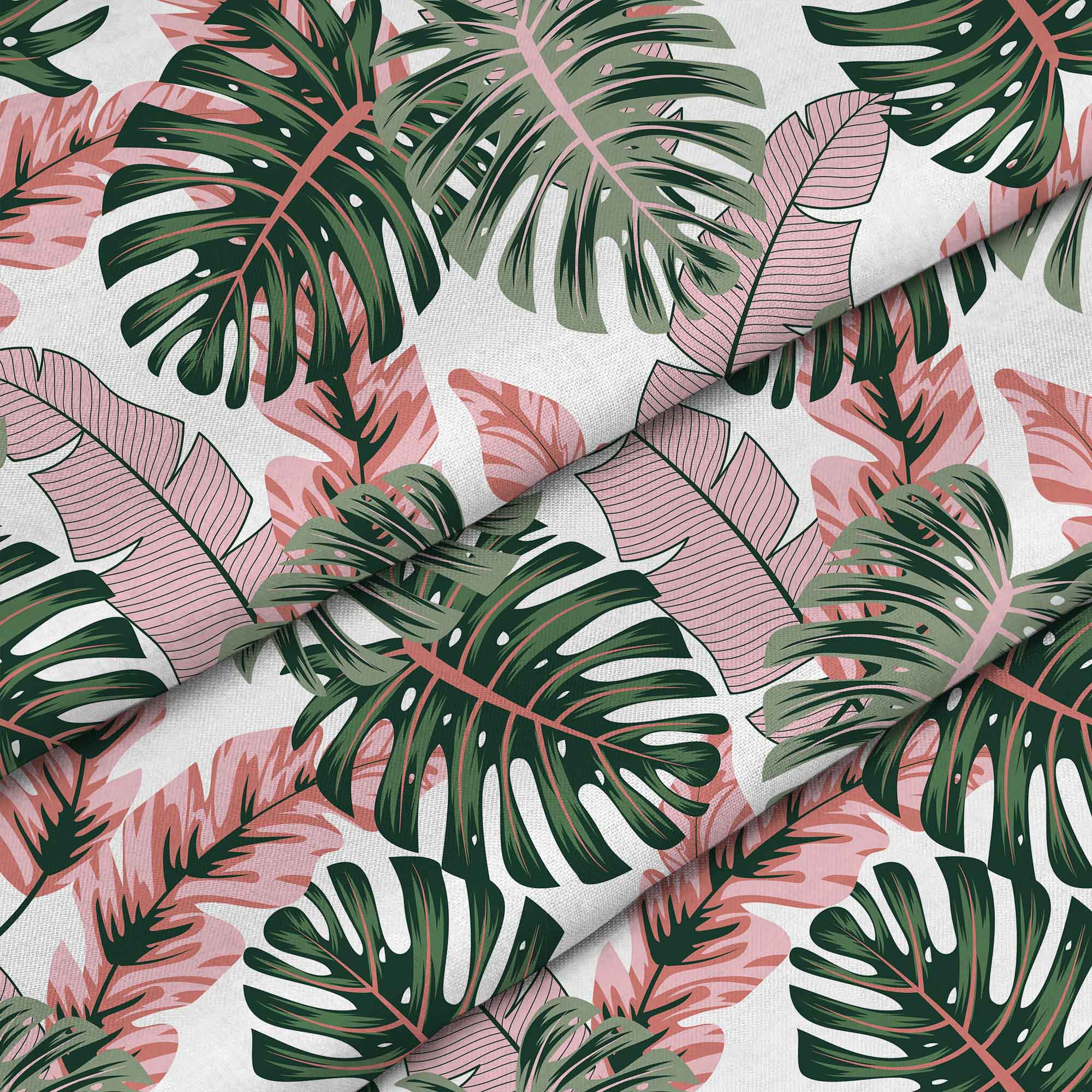 Tropical Pink and Green Leaves