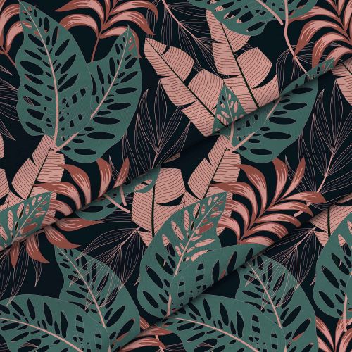 Tropical Dark Pink and Green Leaves